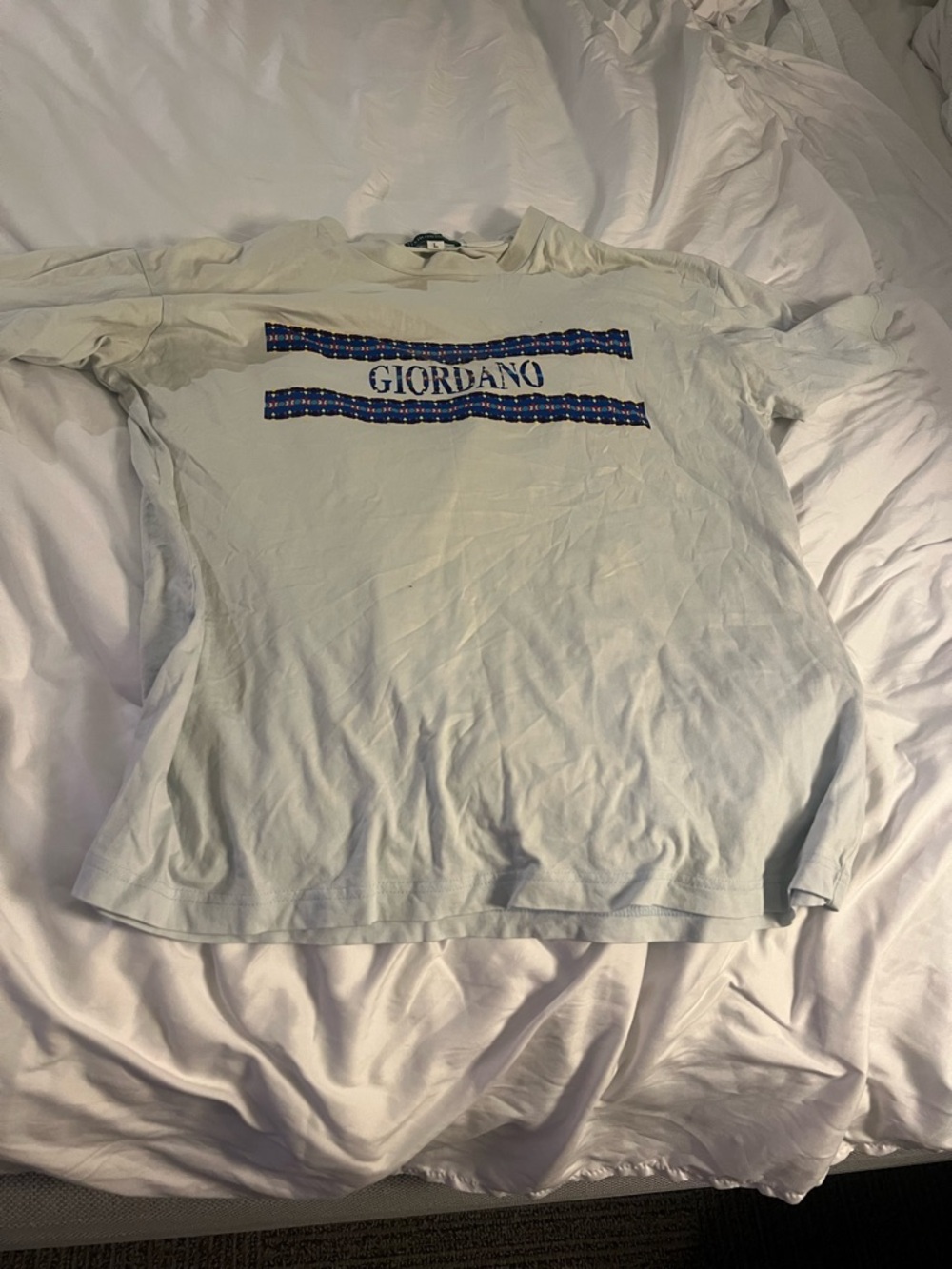 Giordano Men's Cream Short Sleeve Logo Tee